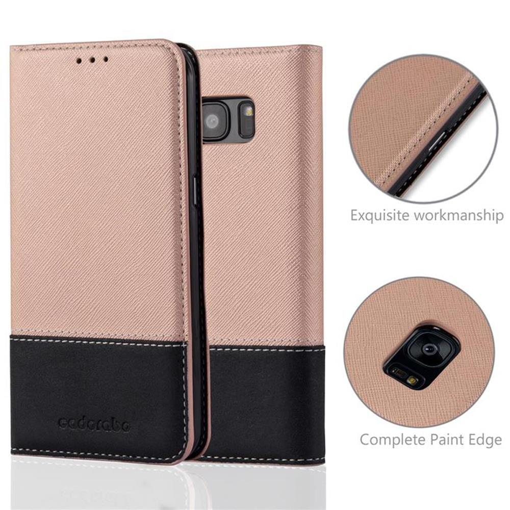 Una custodia per telefono rosa con sezione nera e ritaglio fotocamera.