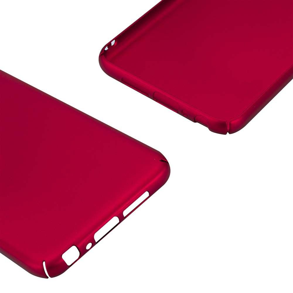 Due custodie rosse per telefono con ritagli per le porte.