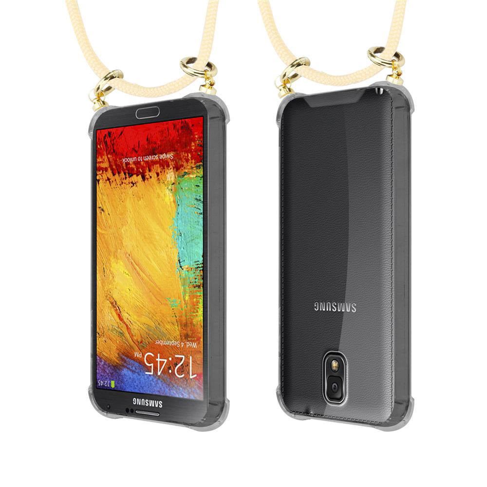 Un Samsung con schermo aperto e uno chiuso con cordino.