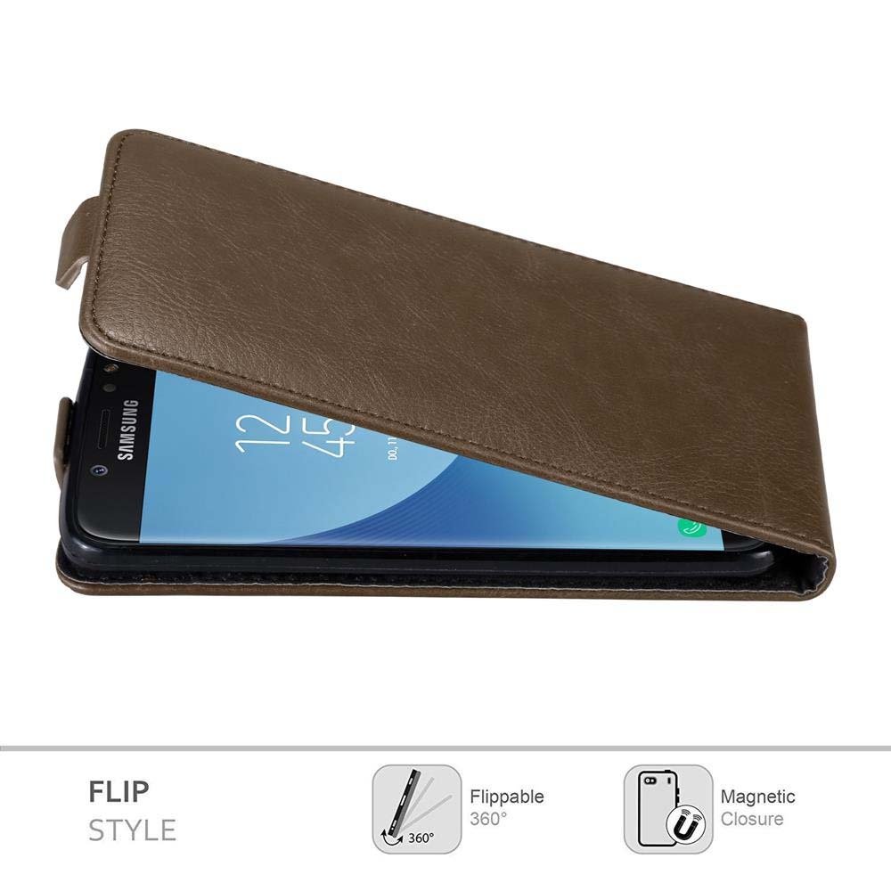 Custodia a libro marrone per telefono con telefono Samsung.
