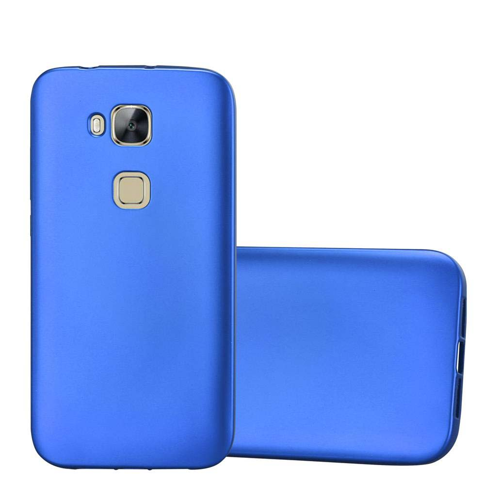 Dos fundas de teléfono azules sobre fondo blanco.