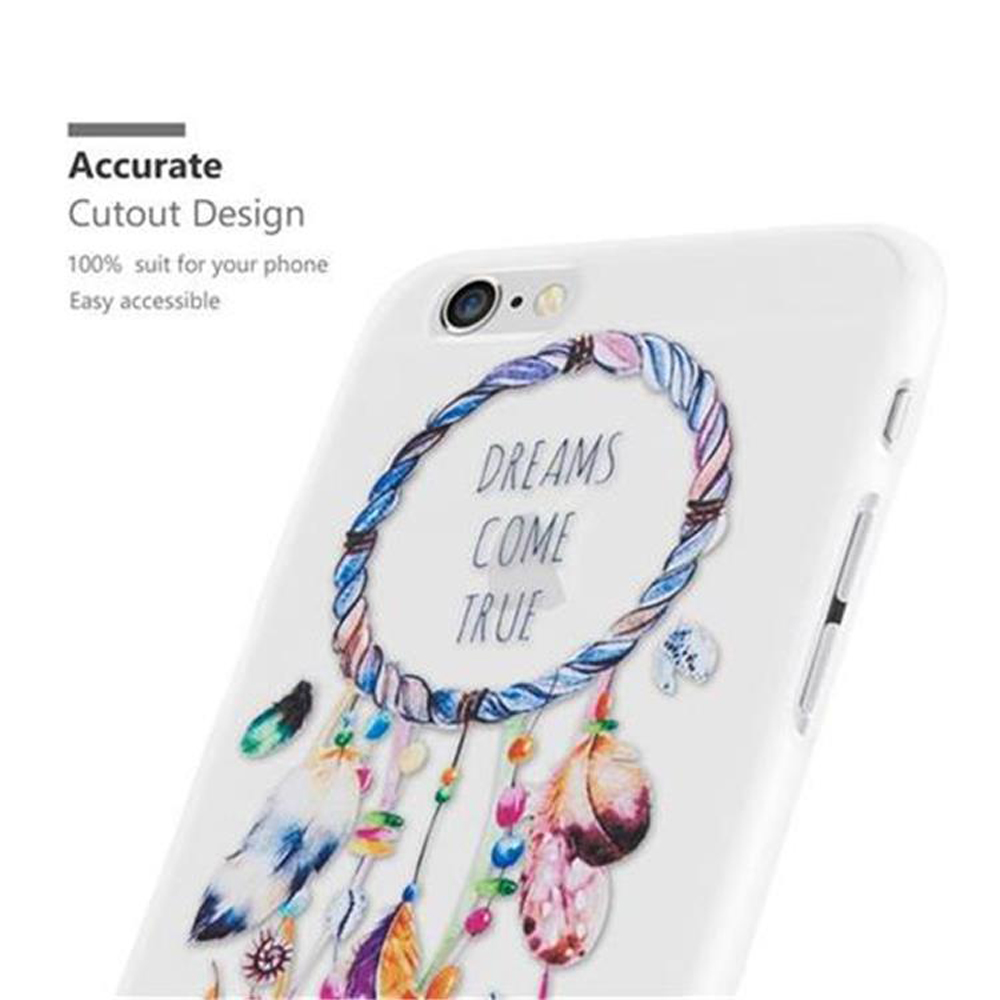 Una cover bianca per telefono con design acchiappasogni e le parole 