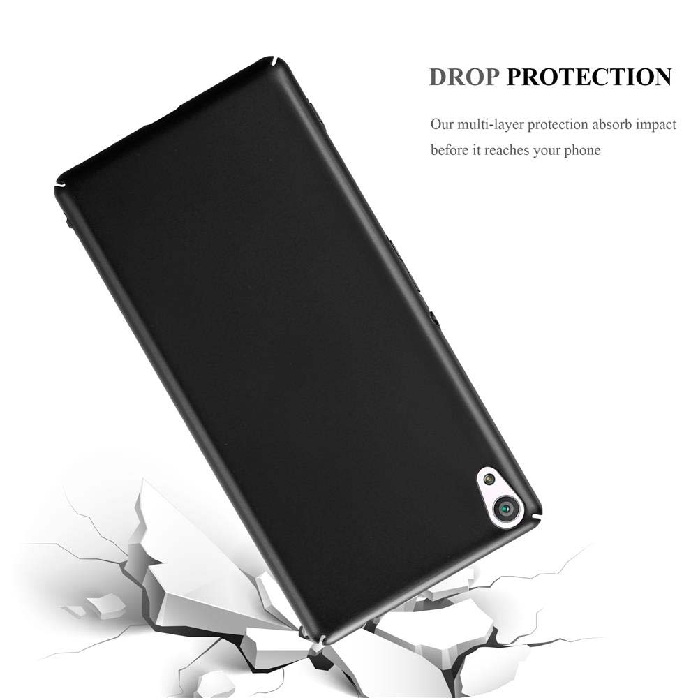 Cover nera per telefono sfonda superficie bianca, mostrando protezione.