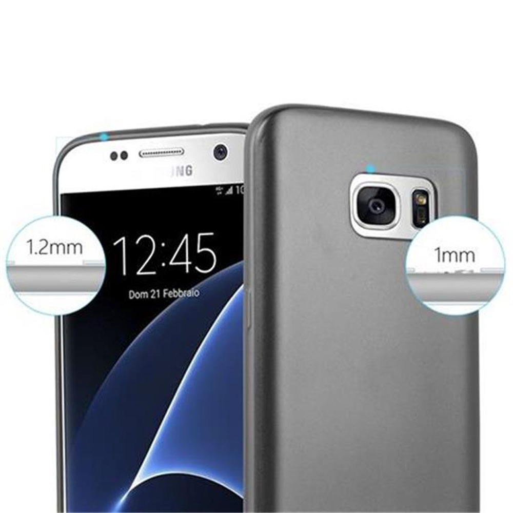 Dos fundas de teléfono grises mostrando medidas de grosor de 1,2 mm y 1 mm.