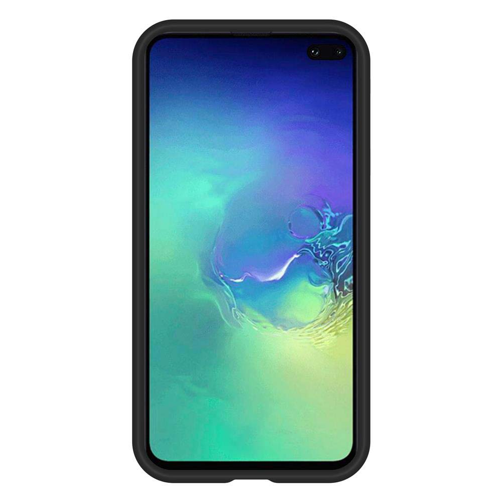 Uno smartphone nero che visualizza uno sfondo astratto e vibrante.