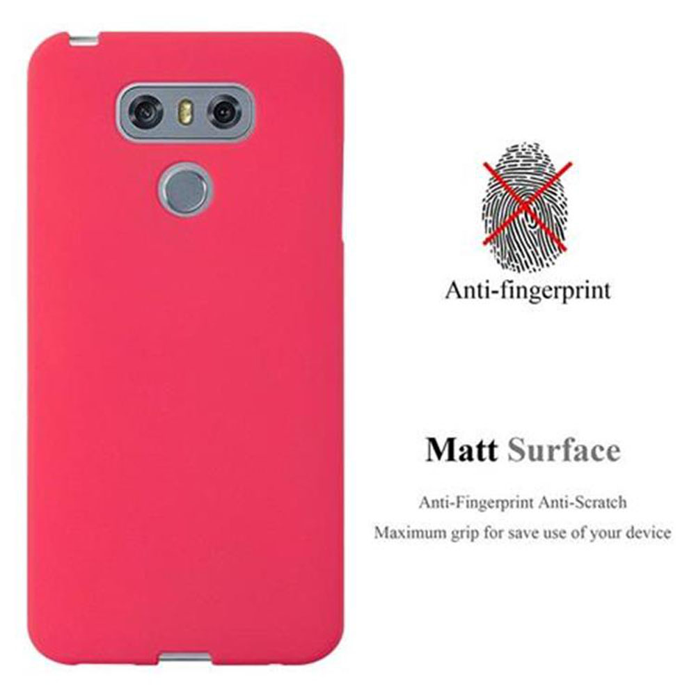 Cover rossa per telefono con sensore impronte e testo "Matt Surface".