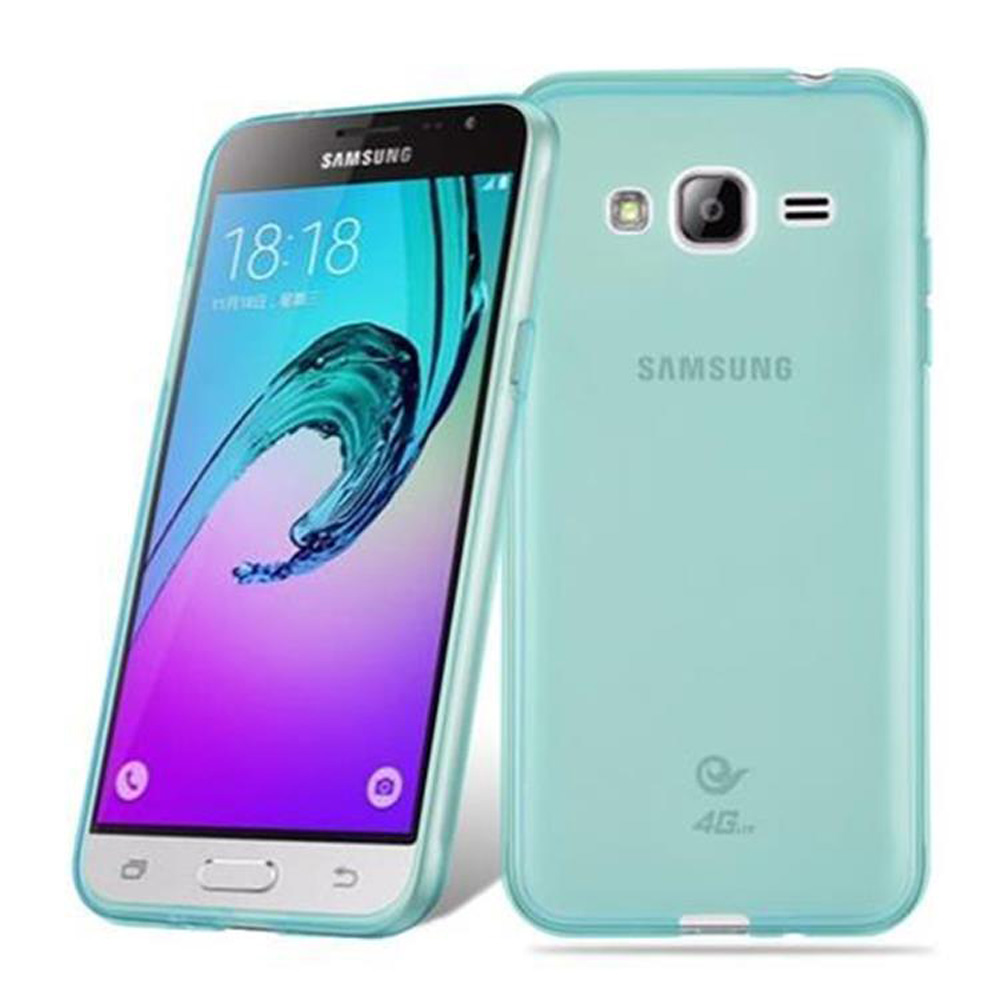 Due smartphone Samsung verde acqua, uno frontale, uno posteriore. Uno mostra lo schermo.