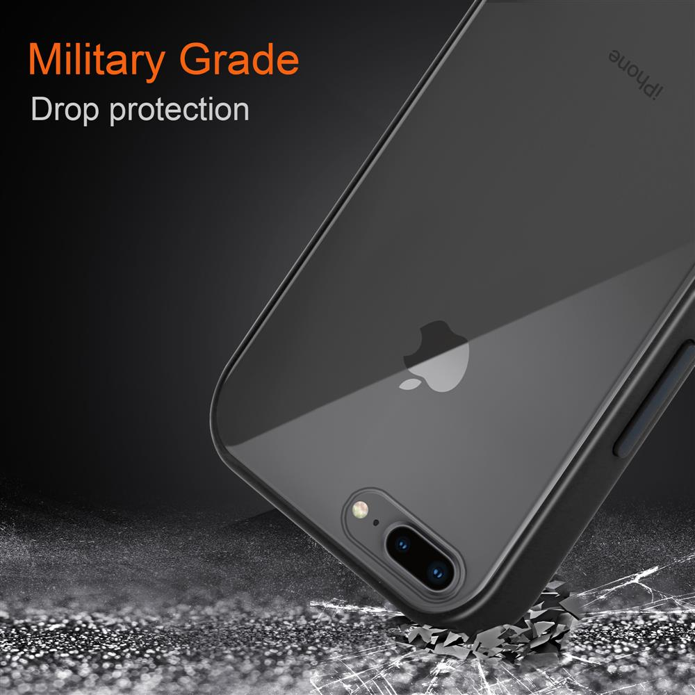 Un iPhone nero con logo Apple sfonda il cemento.
