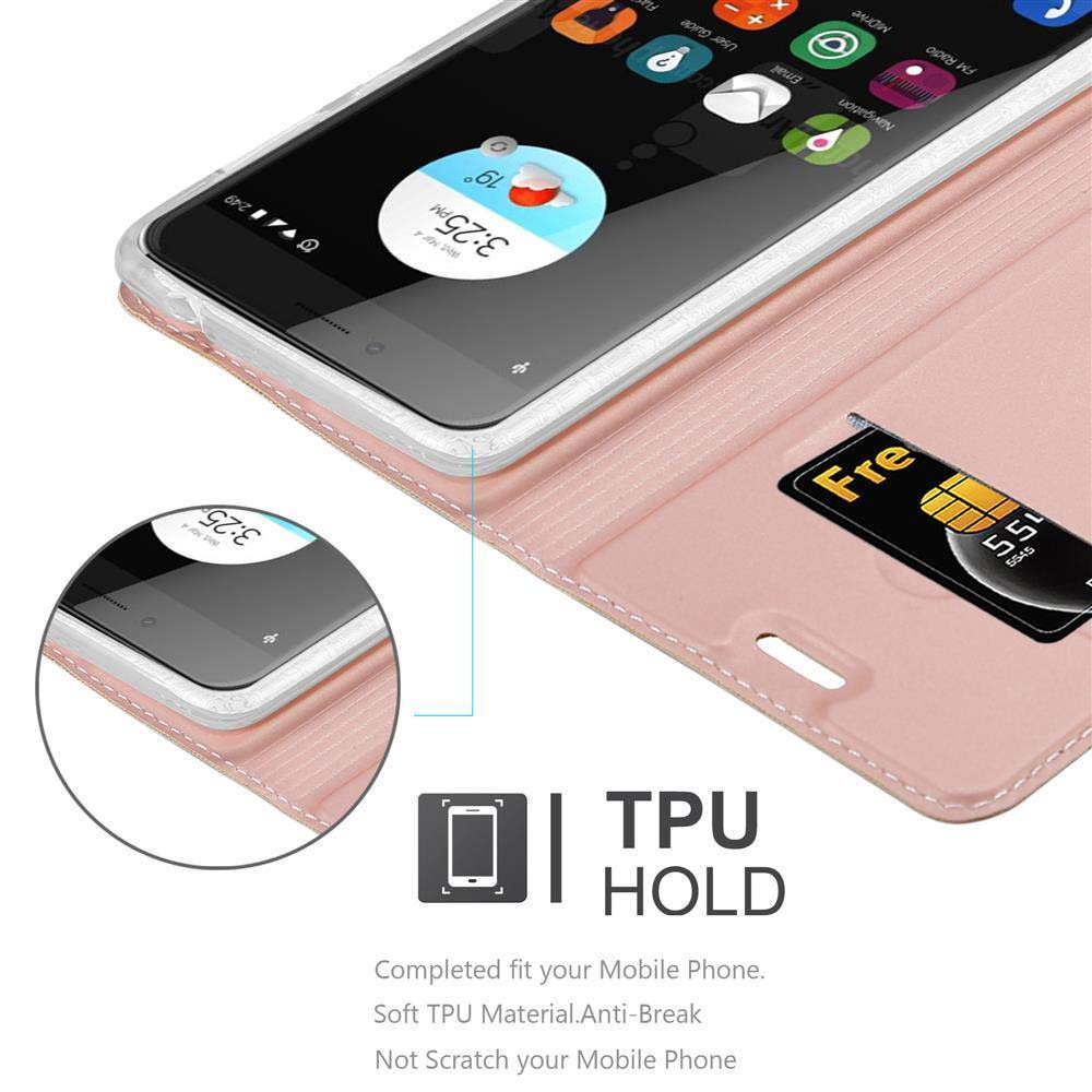 Custodia rosa per telefono con un telefono che mostra le 15:25 e 19 gradi.