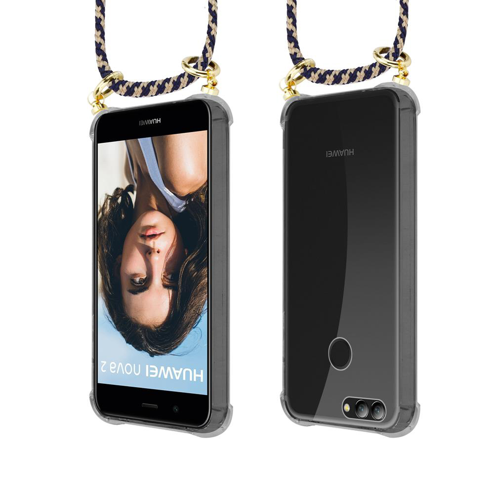Due telefoni Huawei Nova 2 in custodie protettive con lacci.