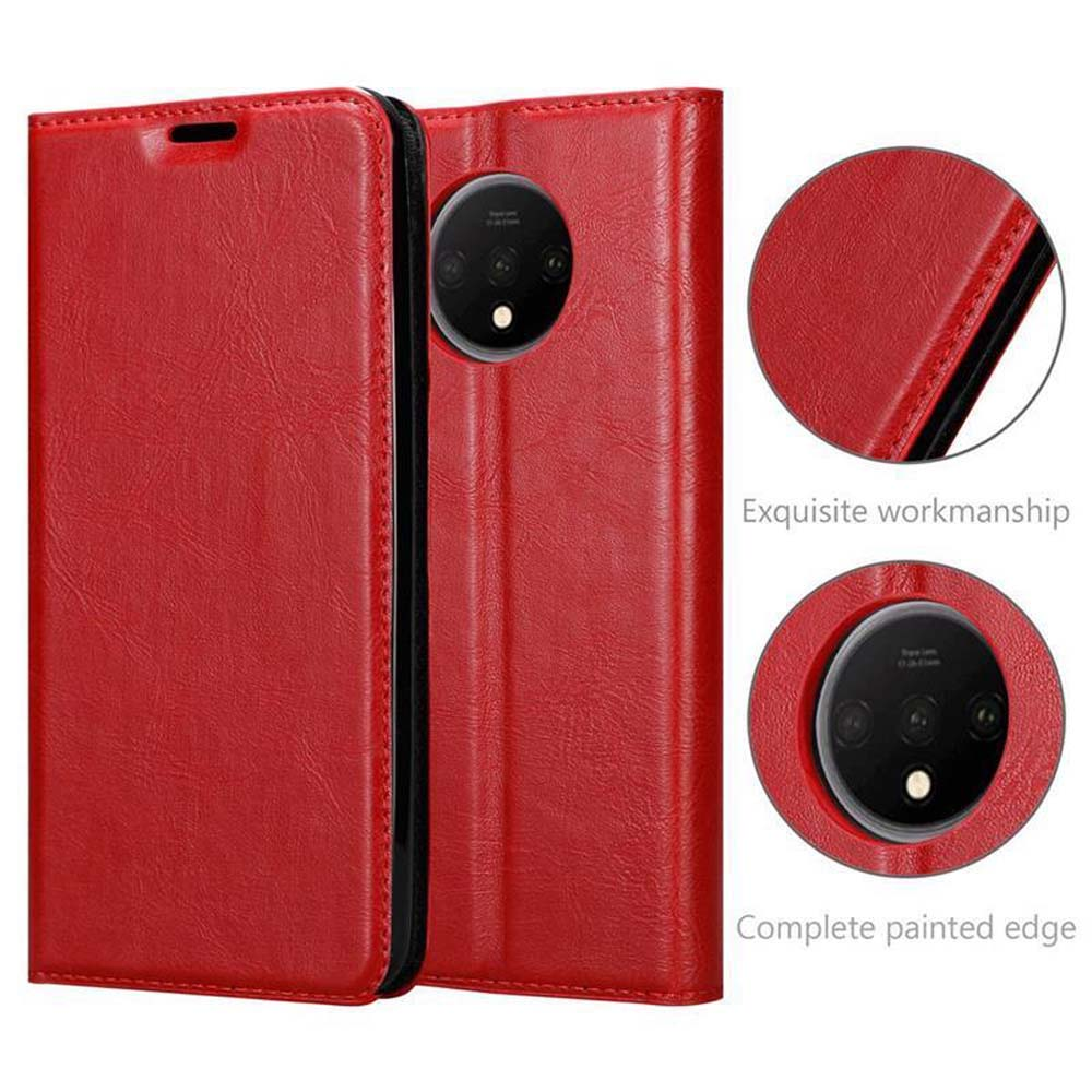 Custodia rossa per telefono con ritaglio fotocamera e cuciture fini.