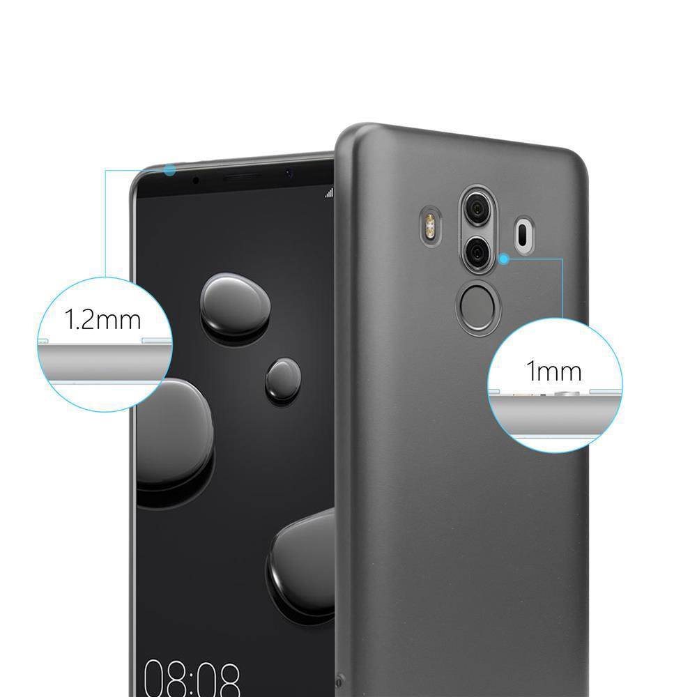 Ein schwarzes Smartphone mit Hülle. Gezeigt werden 1,2 mm und 1 mm Dicke.