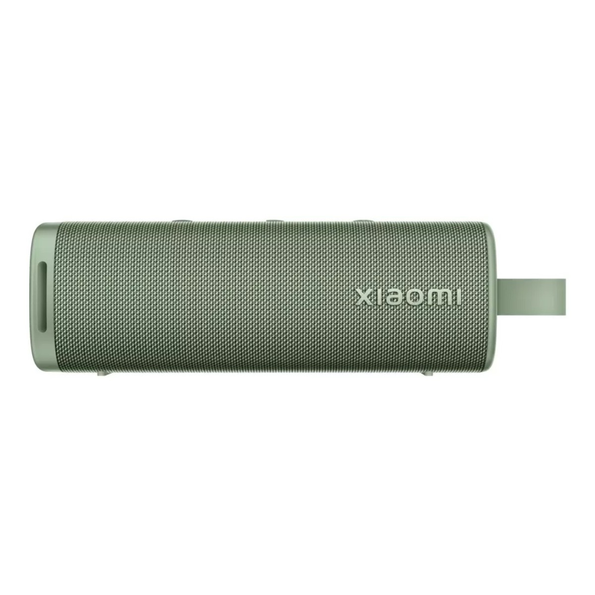 Grüne Xiaomi-Box mit Stoffgitter und Riemen.