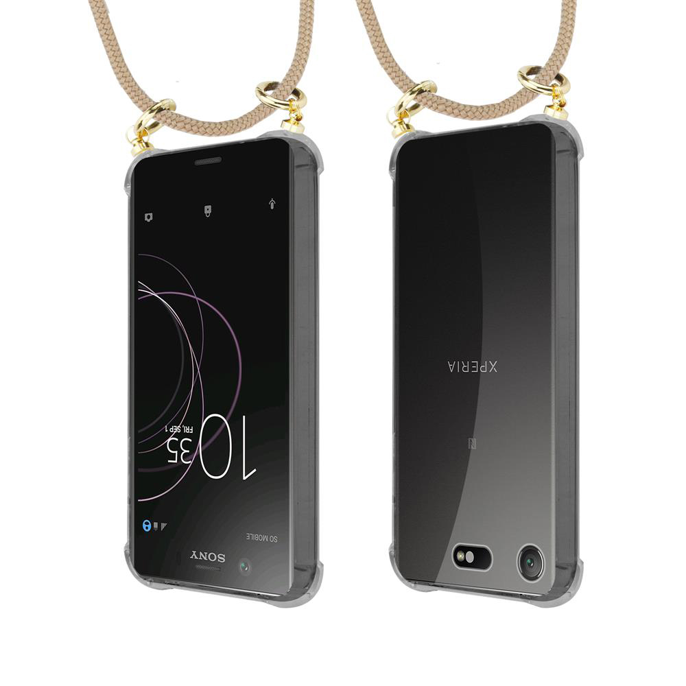 Zwei Sony Xperia Handys mit Trageschlaufe, eines zeigt die Uhrzeit 10:35.