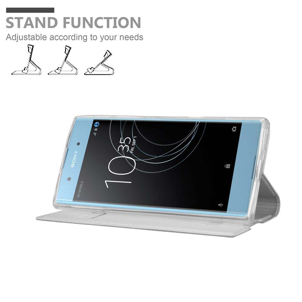 Sony-Smartphone in einer Schutzhülle, die als Ständer dient.