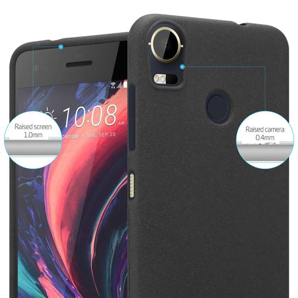 Custodia nera per telefono con fotocamera e schermo rialzati.