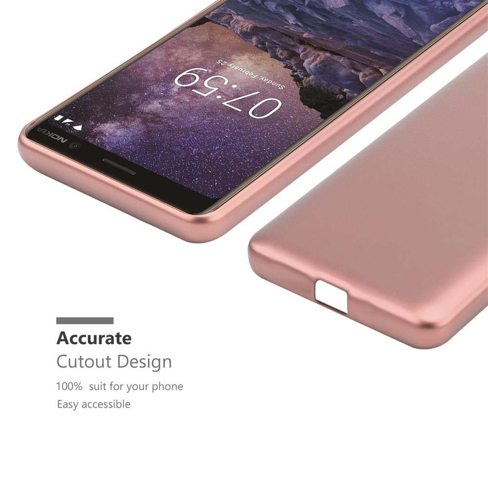 Rosengoldene Handyhülle auf einem Handy mit 07:59 und Nokia-Logo.