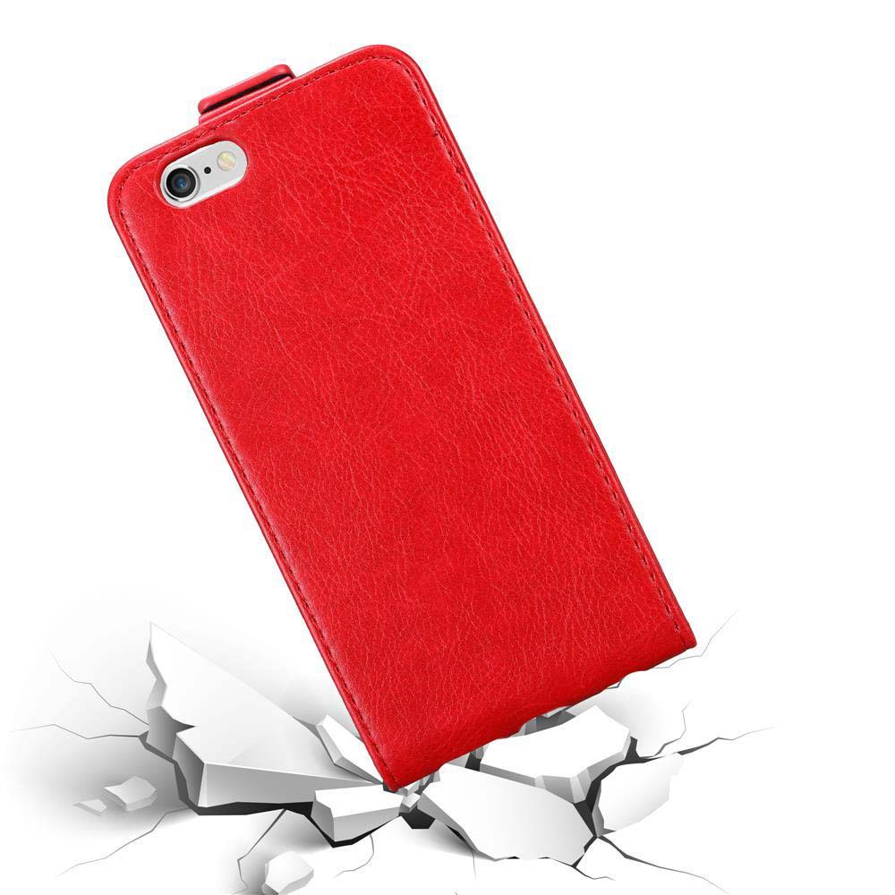 Rotes Handycover bricht aus einer weißen Oberfläche.