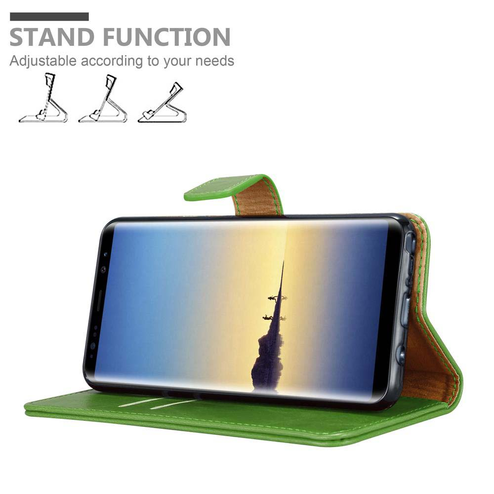 Custodia verde per telefono con funzione stand, mostra lancio razzo.