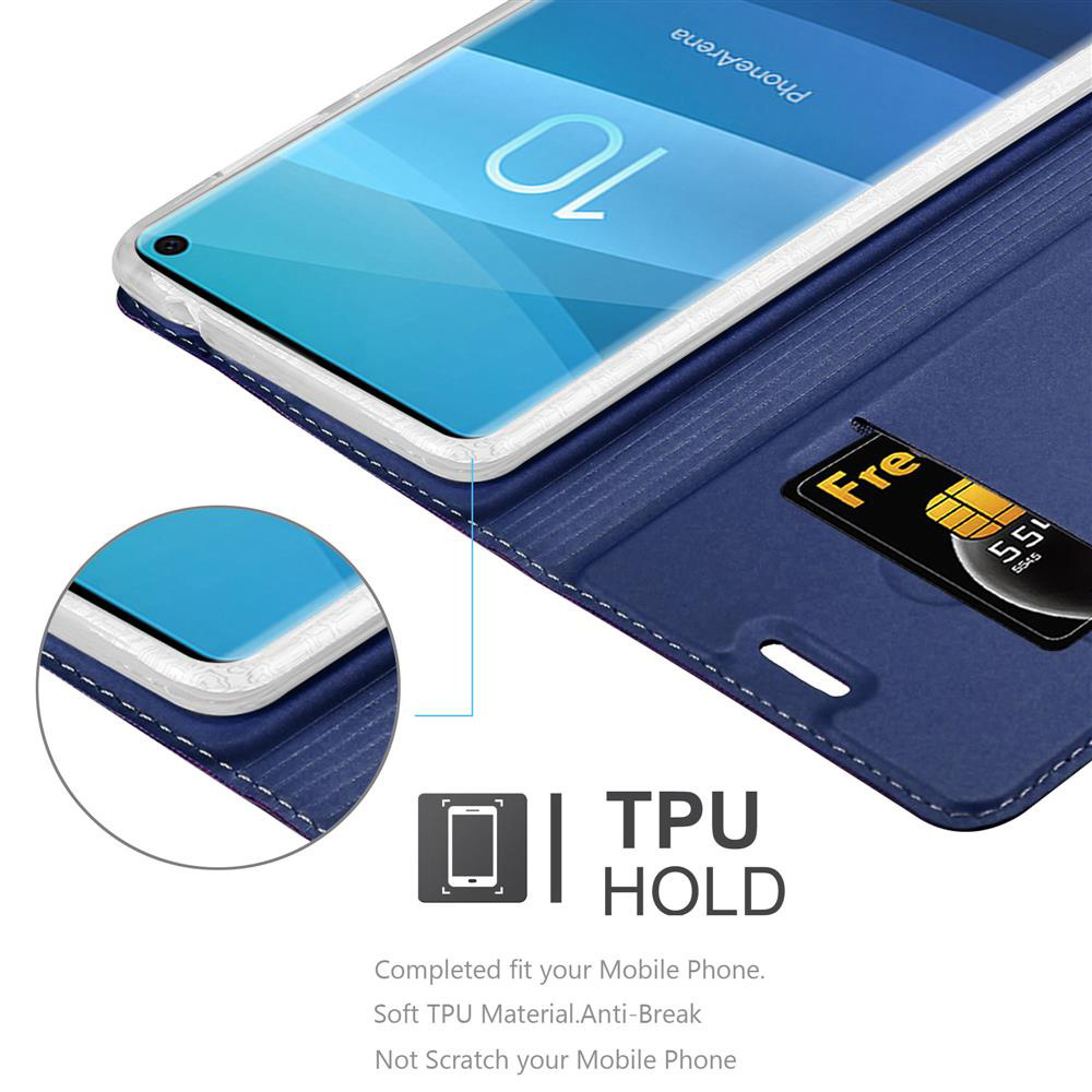 Ein blaues Handycover mit einer SIM-Karte und einem Telefon mit der Zahl 10.