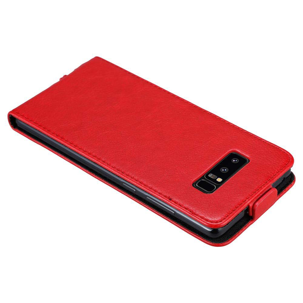 Custodia per telefono rossa orizzontale che mostra fotocamera e pulsanti laterali.