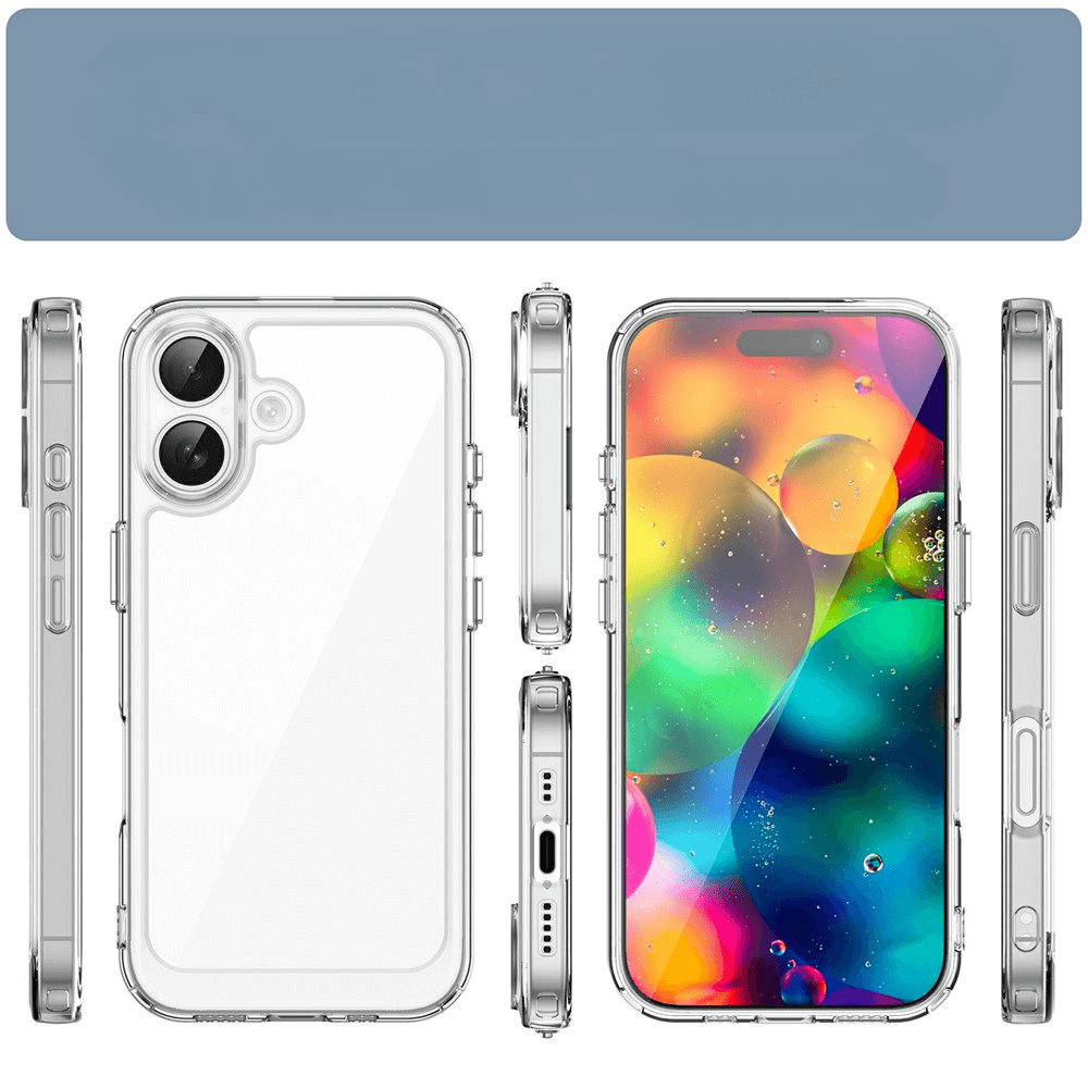 Un display di custodia trasparente per telefono che mostra più viste.