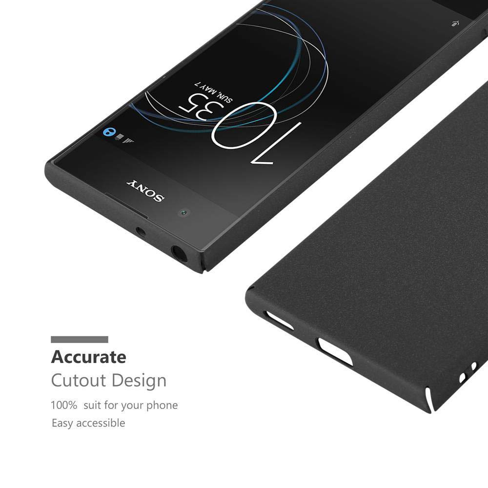 Custodia nera accanto a uno smartphone Sony che mostra le 10:35.