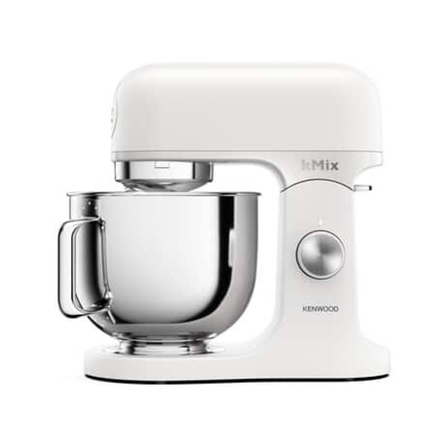 Biały robot kuchenny Kenwood z misą ze stali nierdzewnej.