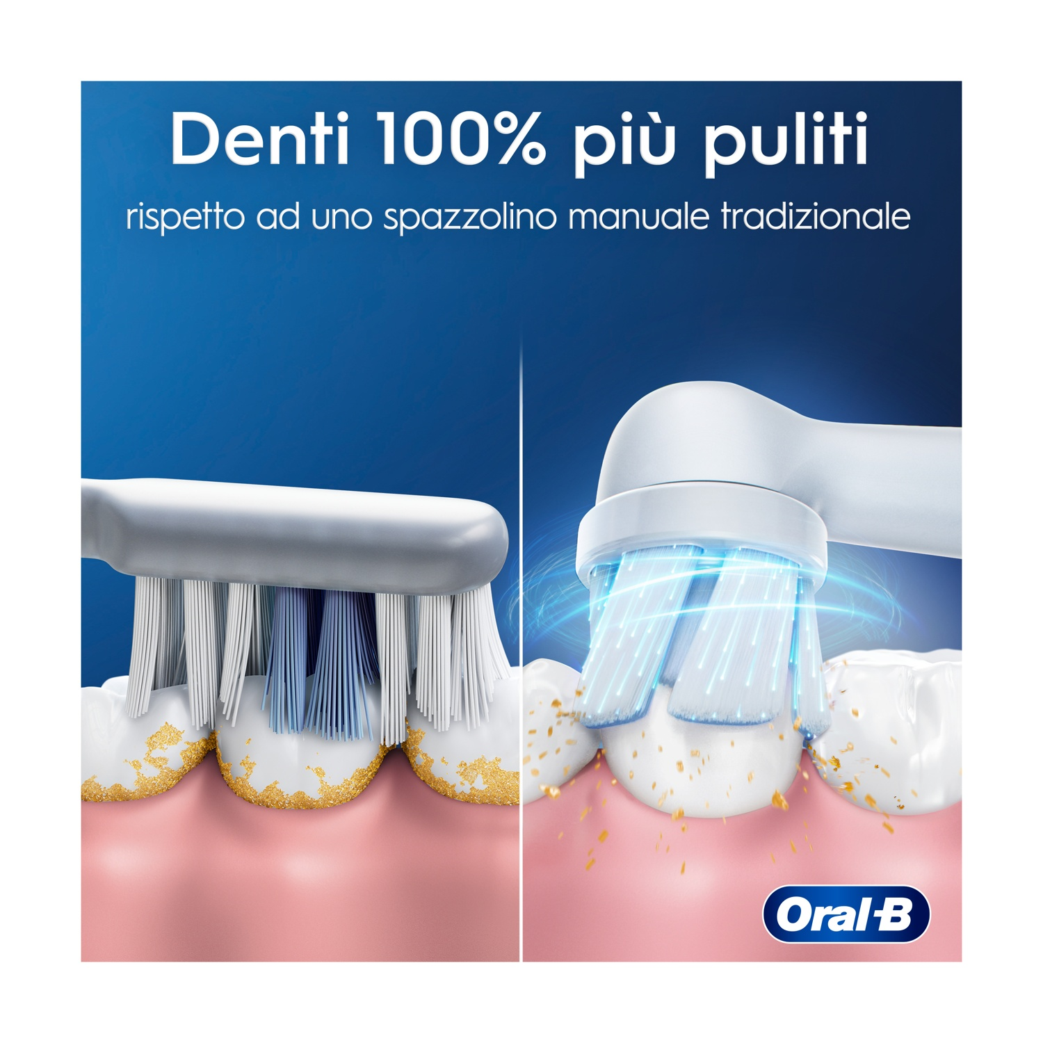 Dos cabezales de cepillo limpian dientes: manual vs. eléctrico.