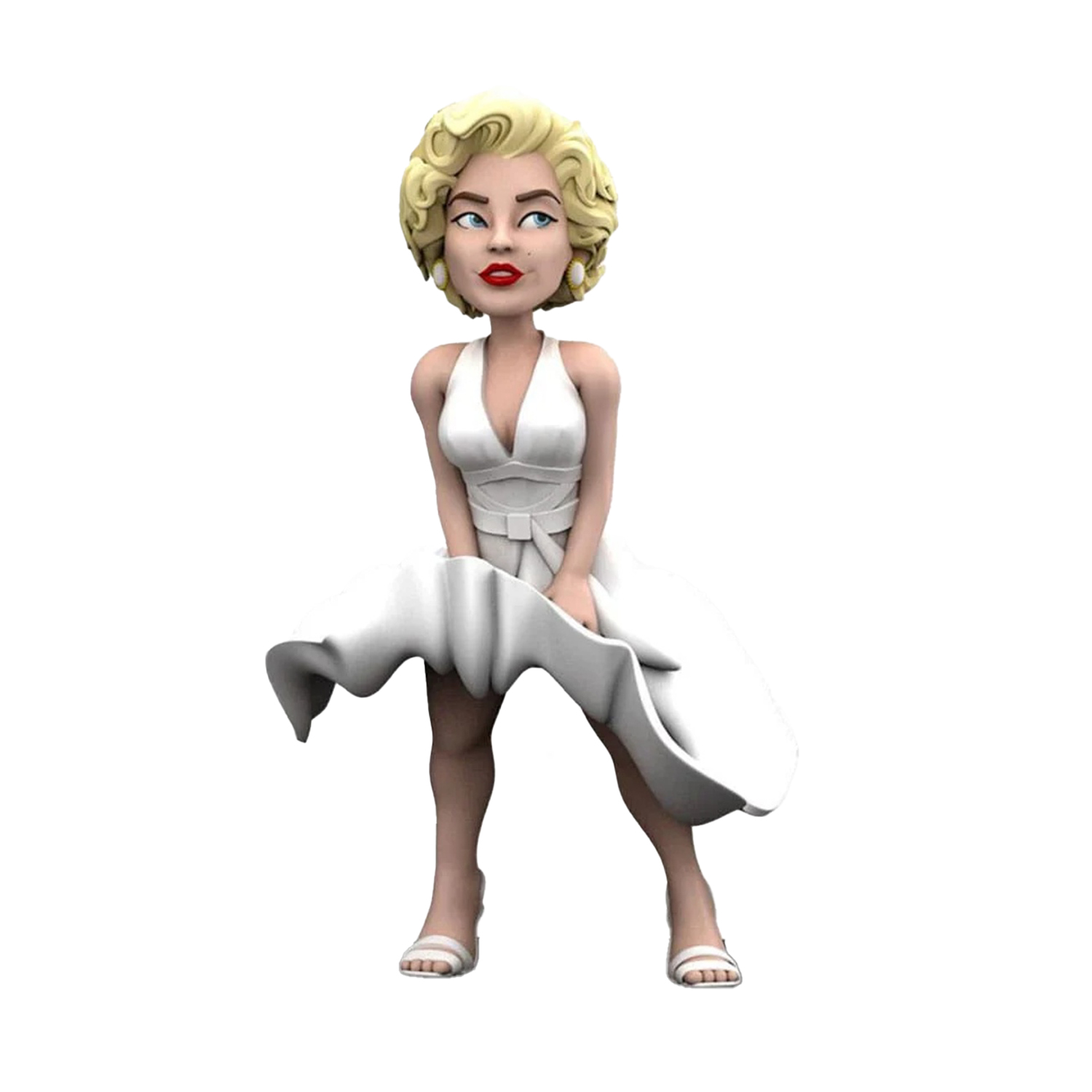 Una figura stilizzata di Marilyn Monroe in un vestito bianco, che solleva la gonna.