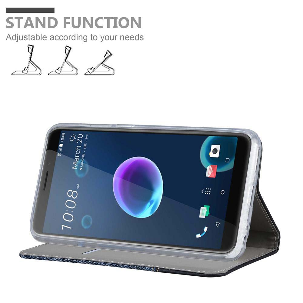 Uno smartphone in una custodia con funzione di supporto, che mostra diverse angolazioni.