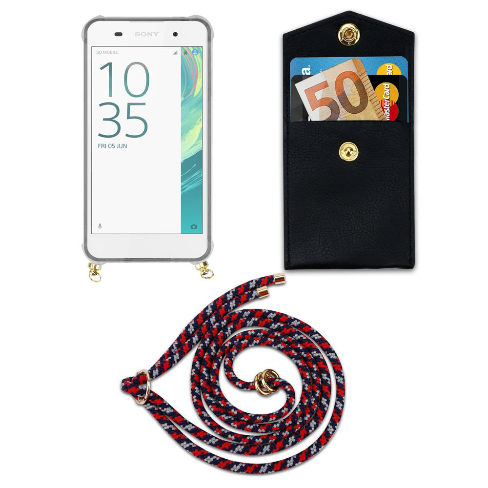 Sony Smartphone mit schwarzer Kartenhalter-Tasche und Lanyard