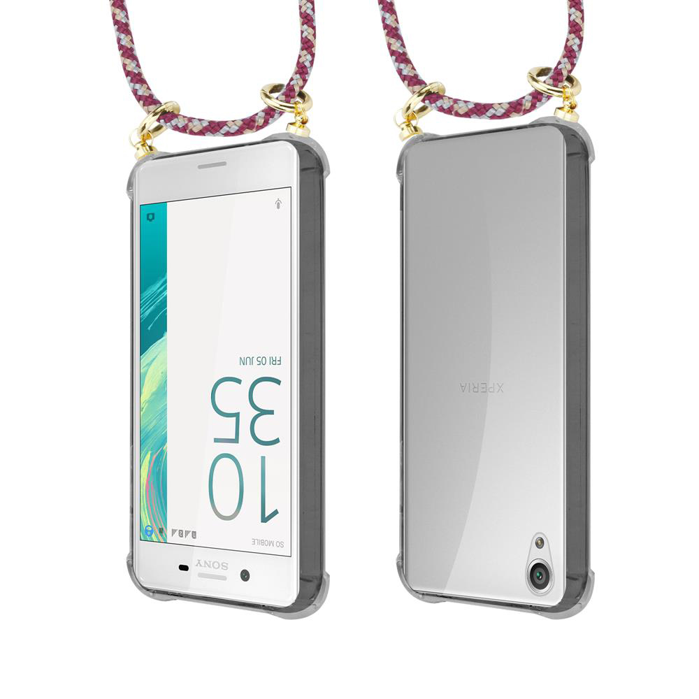 Zwei Sony Xperia Handys mit Lanyards. Eines zeigt die Uhrzeit 10:35.