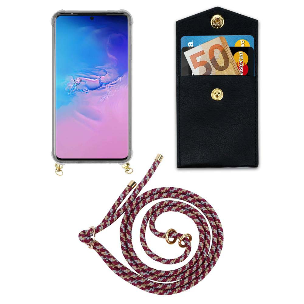 Smartphone con custodia, portafoglio e cordino