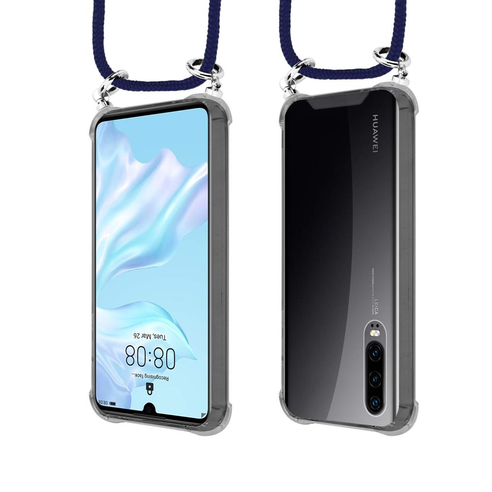 Due telefoni Huawei con laccetti, uno schermo visibile, uno retro visibile.