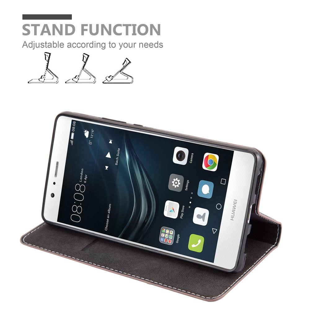 Ein Smartphone in einer Hülle mit Ständerfunktion, die drei Winkel zeigt.