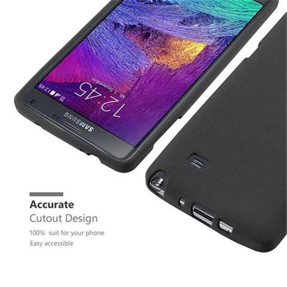 Smartphone Samsung nero con custodia nera e orario 12:45.