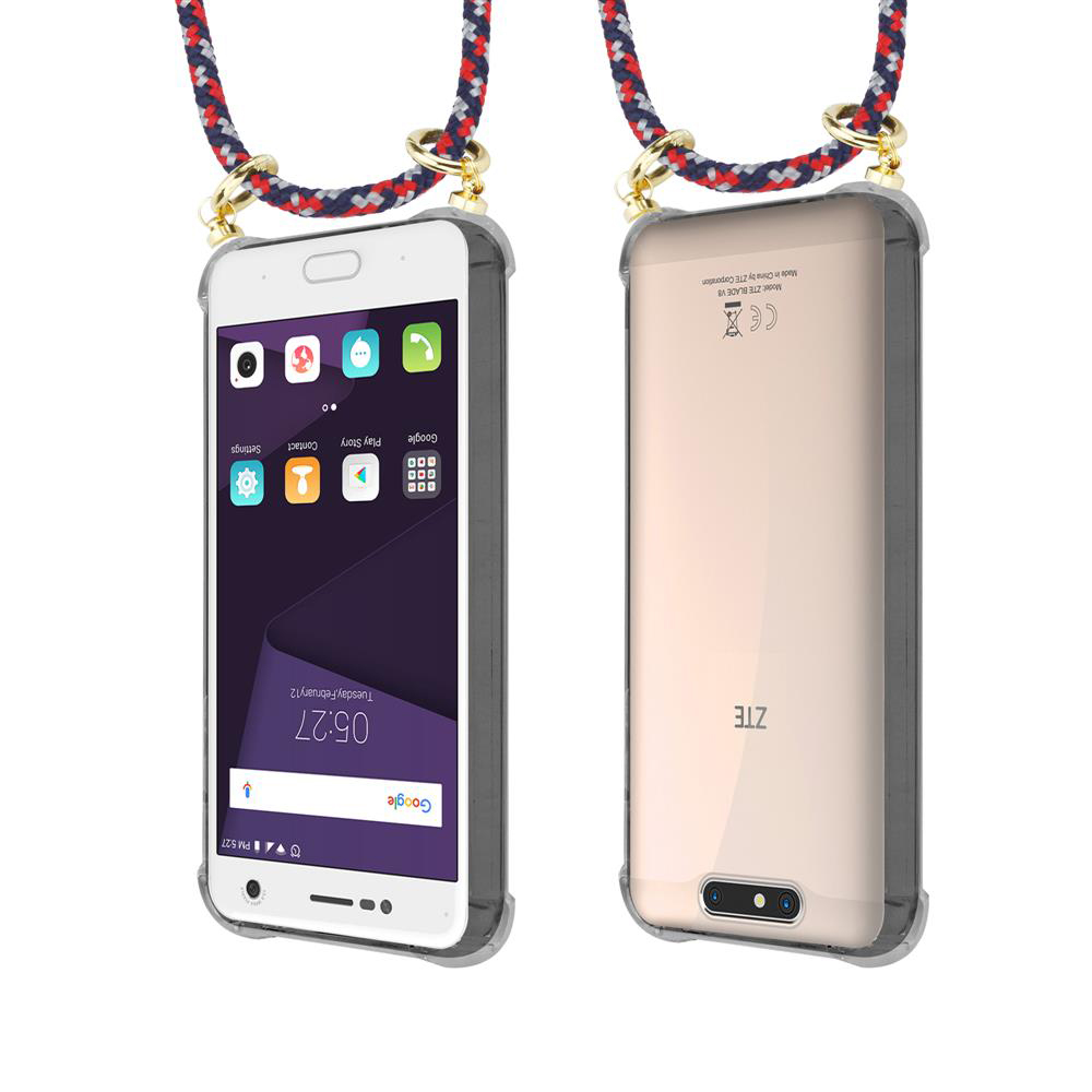 Zwei Smartphones nebeneinander, eines zeigt den Bildschirm, das andere die Rückseite.