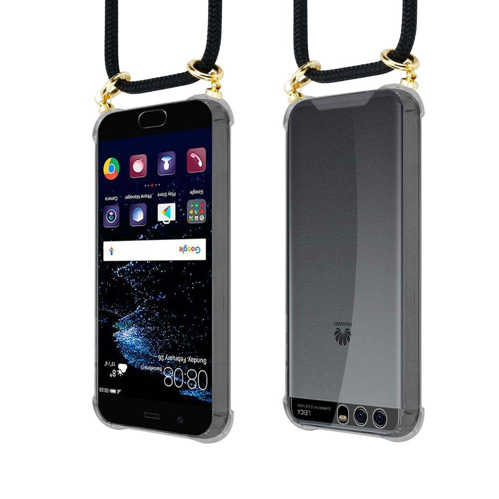 Due smartphone con cordini. Uno mostra app e orario sullo schermo.