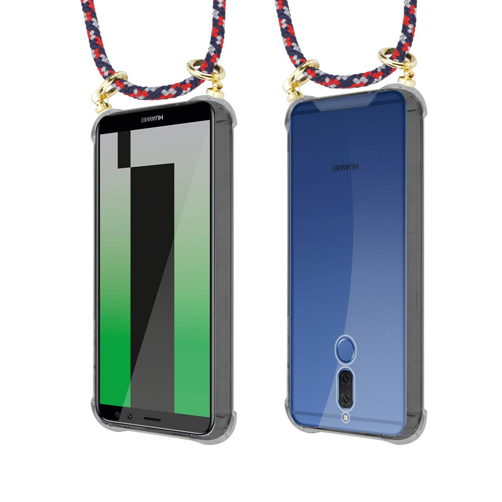 Due telefoni Huawei con cordoni: vista frontale e vista posteriore.