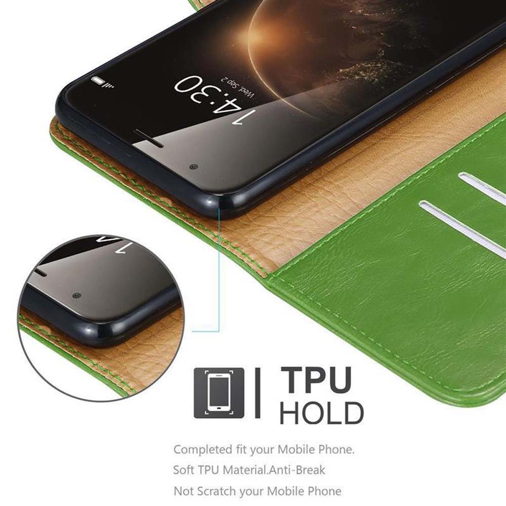 Custodia verde per telefono con supporto in TPU e display.