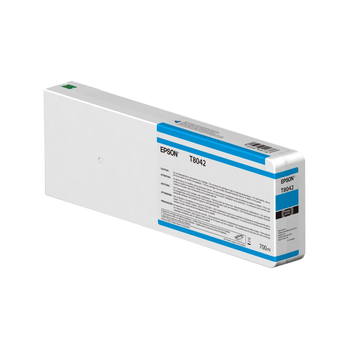 Cartuccia d'inchiostro Epson T8042, 700ml, bianca con segno blu.