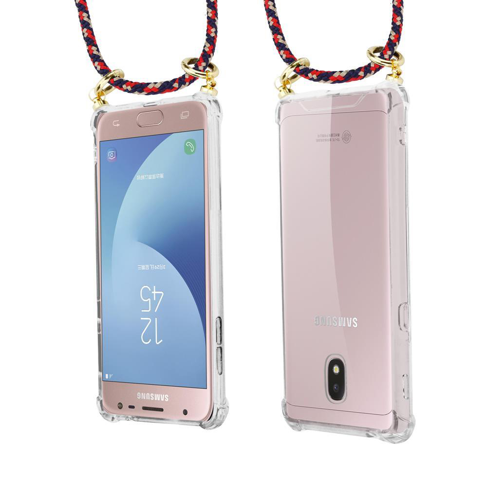Due telefoni Samsung rosa in custodie trasparenti, uno accanto all'altro, con cordini.