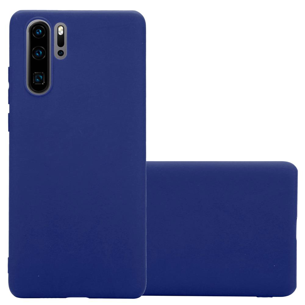 Zwei blaue Handyhüllen nebeneinander, eine vertikal, eine horizontal.