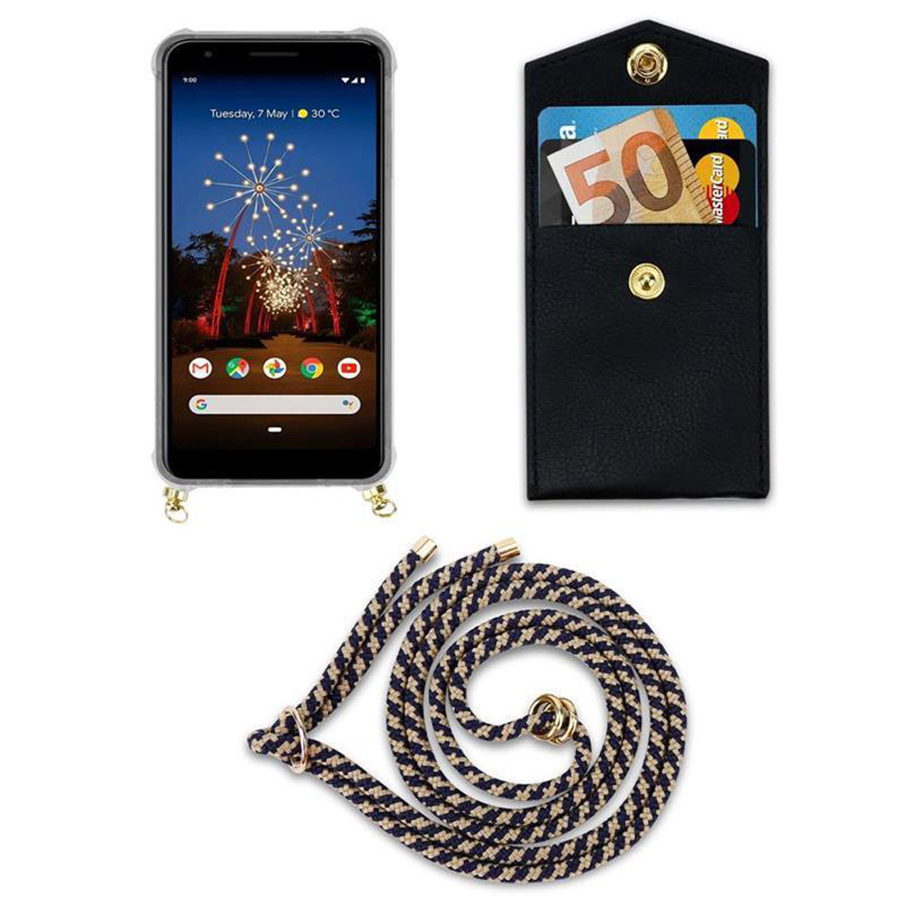 Smartphone mit Feuerwerk-Hintergrund, schwarzes Kartenetui mit 50-Euro-Schein und Schnur.