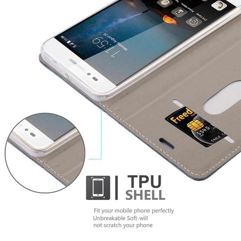 Uno smartphone bianco in una custodia grigia con slot per carte. L'ora è 11:59.