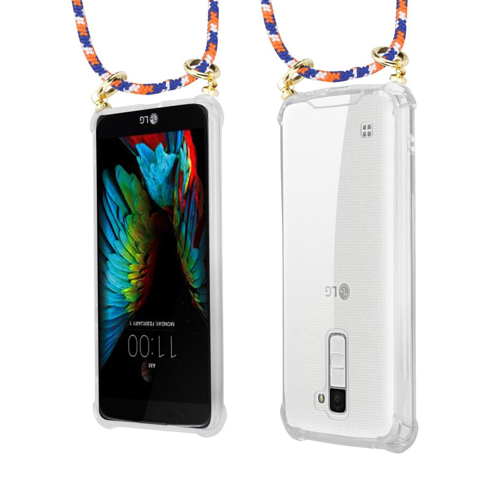 Ein LG Smartphone mit buntem Hintergrund und einer Schutzhülle.