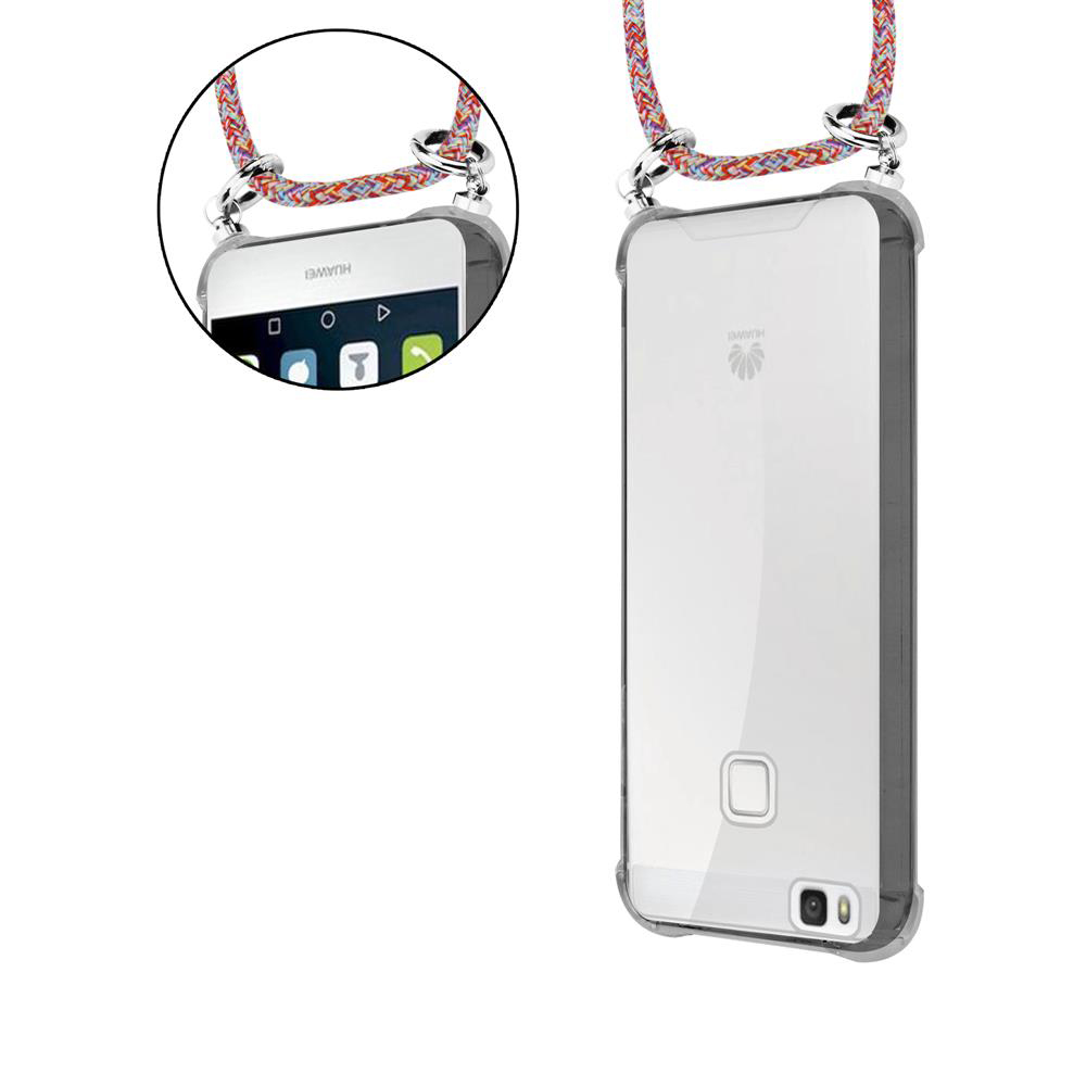Ein durchsichtiges Handy-Case mit einem bunten Trageband. Das Handy zeigt eine Benutzeroberfläche.