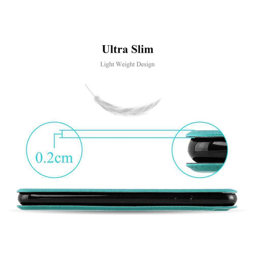 Design ultrasottile e leggero, spessore 0,2 cm, con primo piano del dispositivo.