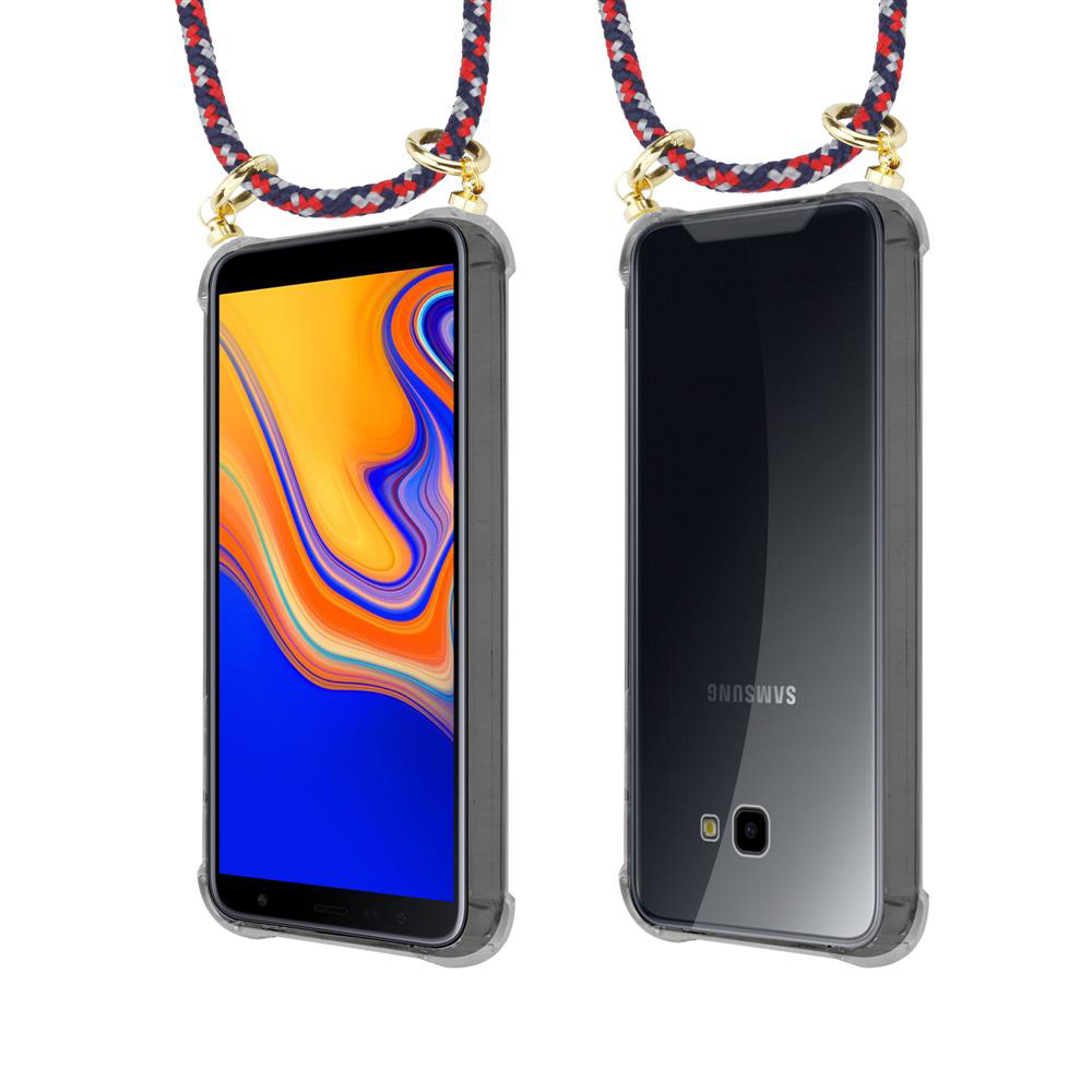 Due telefoni in custodie trasparenti con cordini colorati su sfondo bianco.